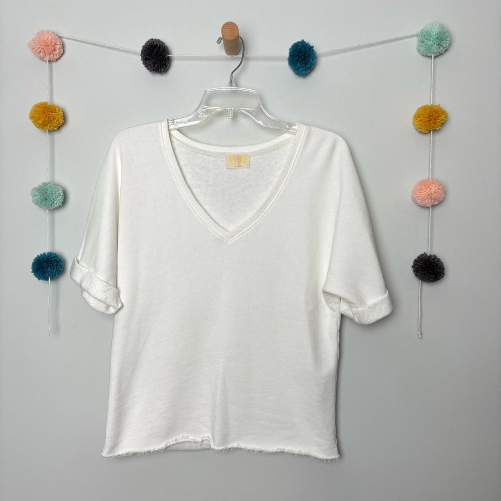 🌟Nation LTD White Short Sleeve Vneck